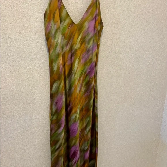 Zara Slip Dress Womens Small Tie Dye Satin Spaghetti Strap V Neck - Picture 9 of 9